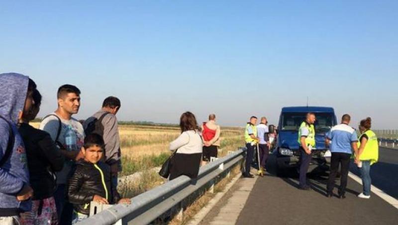 Accident pe autostrada Timișoara-Lugoj. Un microbuz condus de un şofer bulgar şi un autoturism, s-au izbit puternic