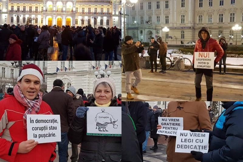 Proteste masive în toată ţara, şi la Arad au ieşit 300 de arădeni (FOTO)