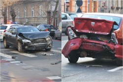 Un alt ACCIDENT pe strada Mărășești! AUDI vs LOGAN! (FOTO)