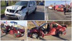 O maşină a Poliţiei de Frontieră implicată într-un accident! (Galerie FOTO)