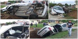 Accident spectaculos în comuna arădeană Zădăreni(Galerie FOTO)