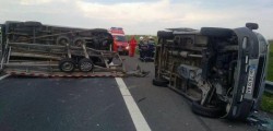 Accident grav pe Autostrada Timisoara Lugoj! 7 oameni au scapat cu viata miraculos