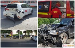 FOTO- Instructor auto rănit în accident de circulație în fața Liceului de Arte !