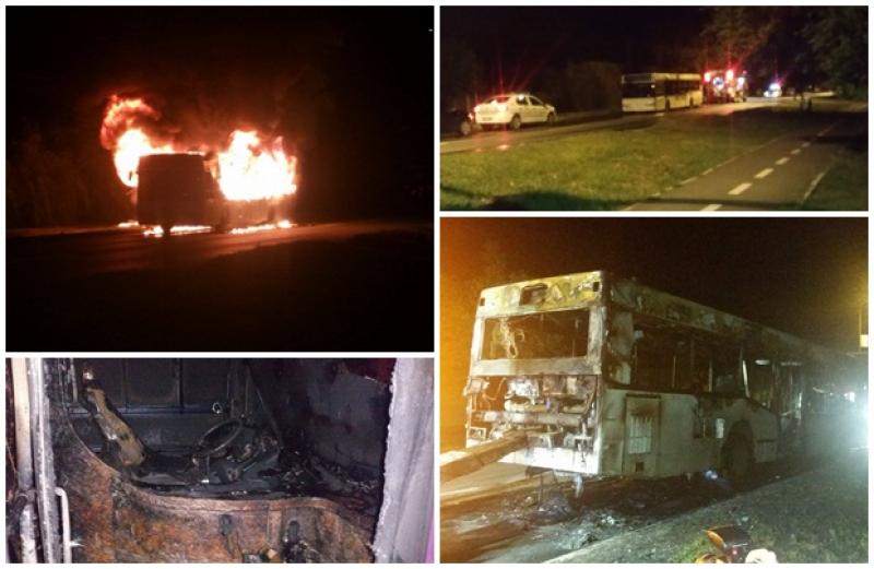 Un autobuz care transporta muncitori din zona industrială a ars ca o torţă pe centura Aradului