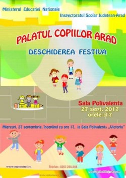 Porțile Palatului Copiilor se vor deschide miercuri 27 septembrie !