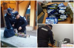 Țigări de contrabandă și materiale pirotehnice confiscate de jandarmi