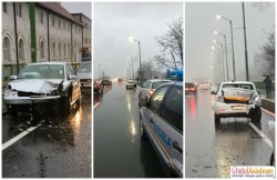 Ciocnire violentă între două autoturisme, pe podul din cartierul Grădişte