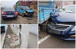 A fost prăpăd pe strada Pădurii. Un volkswagen a lovit frontal o autoutilitară 