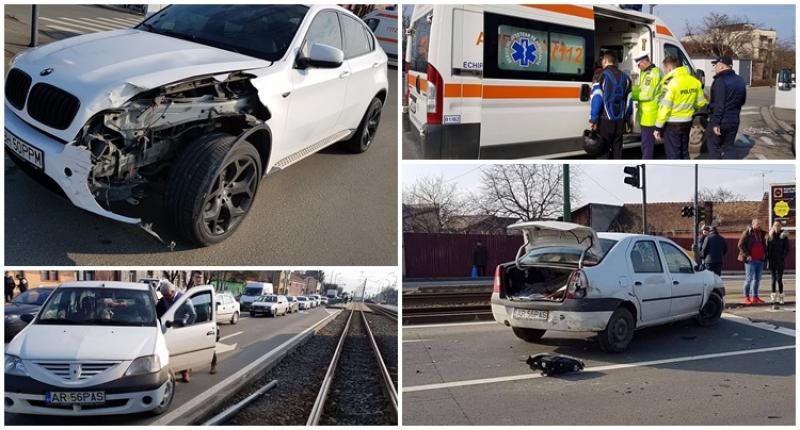 Accident pe Calea Timişorii! Două autoturisme implicate şi o victimă transportată la spital!