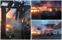 Incendiu devastator la Pecica! O locuinţă în care funcţiona un BAR şi mai multe anexe au fost cuprinse de flăcări