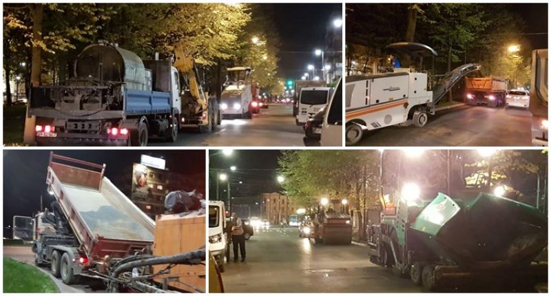 Lucrări de reparaţii a străzilor pe timp de noapte în zona centrală din Arad