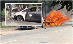 Un taximetru a luat foc vineri pe Bulevardul Dragalina 