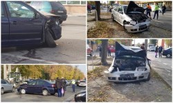 Accident pe Calea Victoriei, două maşini s-au făcut praf!