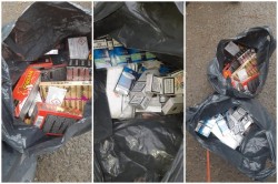 Țigări de contrabandă și materiale pirotehnice confiscate de jandarmi arădeni