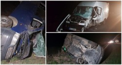 Accident grav la Chişineu Criş. Două microbuze s-au făcut praf!