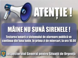 Atenție arădeni, miercuri sirenele nu vor suna