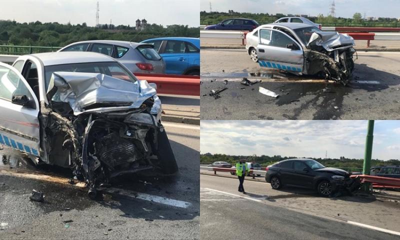 ACCIDENT rutier la urcarea pe podul de la Gemi Center