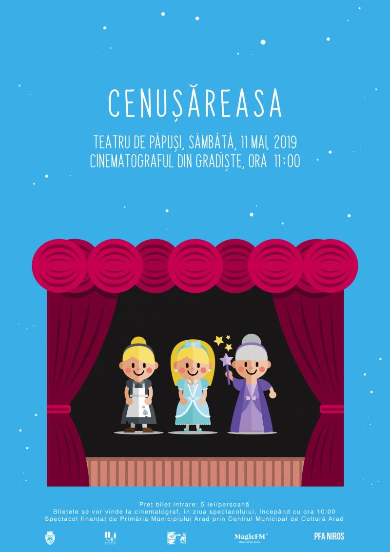 Cenușăreasa vine la Cinematograful din Grădiște cu un teatru de păpuși, sâmbătă 11 mai