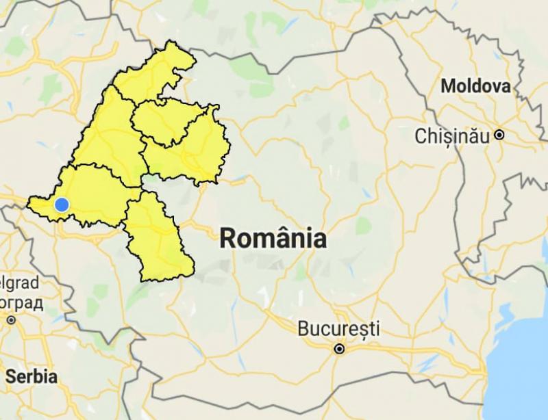 Cod Galben de inundații pentru zona de Vest a României