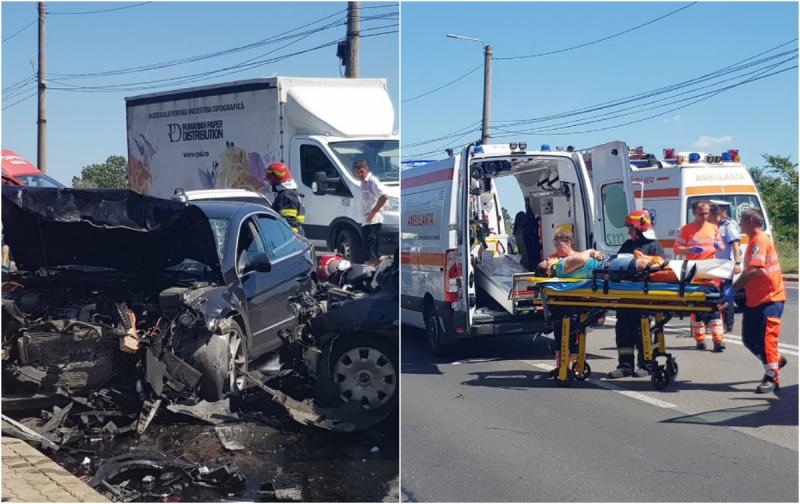 Accident frontal cu victime încarcerate pe viaductul de la Subcetate