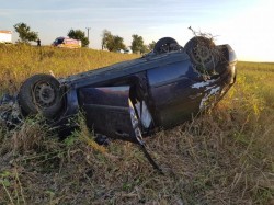 Accident cu mașină răsturnată între Șagu și Vinga