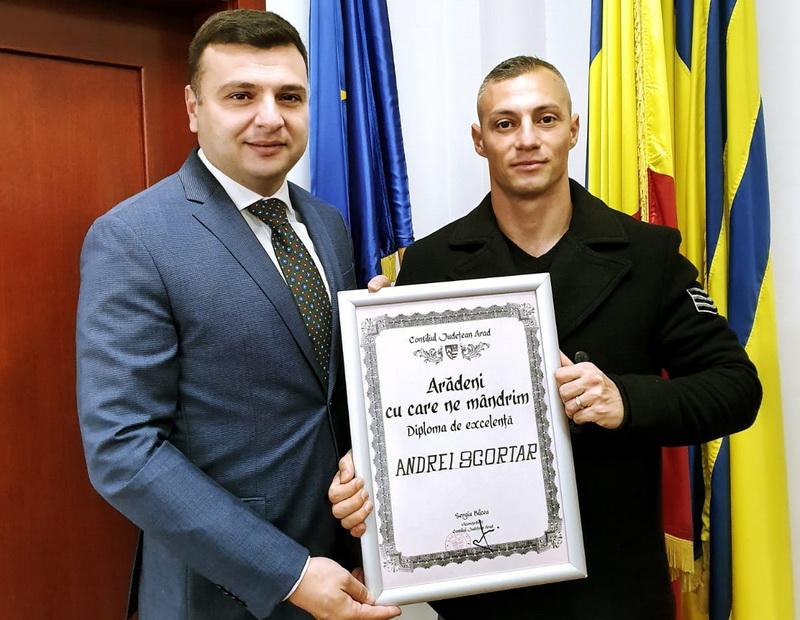 Jandarmul salvator a primit diploma „Arădeni cu care ne mândrim”