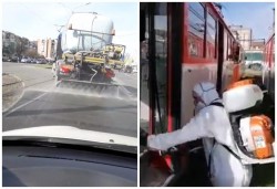 Străzile din municipiu şi intrările din municipiu se spală cu o soluţie specială, iar mijloacele de transport în comun se dezinfectează