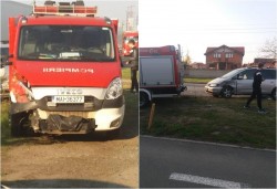 Bizonul Zilei: Incendiu puternic în Gai, Bizonul depăşeşte maşina de pompieri dar se opreşte direct în ea