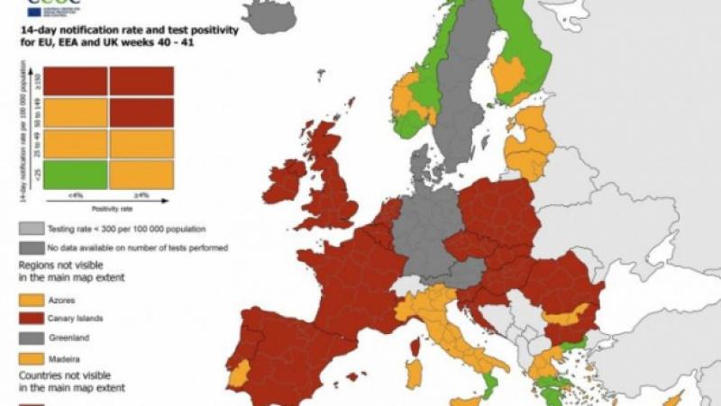 Peste jumătate dintre țările UE, inclusiv România,  incluse în zona roșie de risc