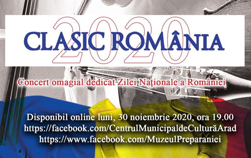 Clasic România 2020 – eveniment online dedicat Zilei Naționale a României, la Arad