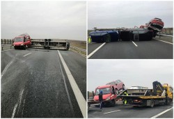 Trafic îngreunat pe sensul de mers spre Timișoara, pe autostrada A1 de un accident la Km 547