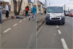 Biciclist spulberat pe trecere de pieton pe Iuliu Maniu şi proiectat 50 de metri