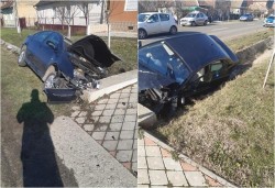 Şi-a făcut maşina praf  într-un cap de pod la Covăsânţ