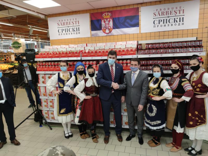 Ambasadorul Serbiei la București a inaugurat primul stand de produse sârbești la un binecunoscut hypermarket din Arad
