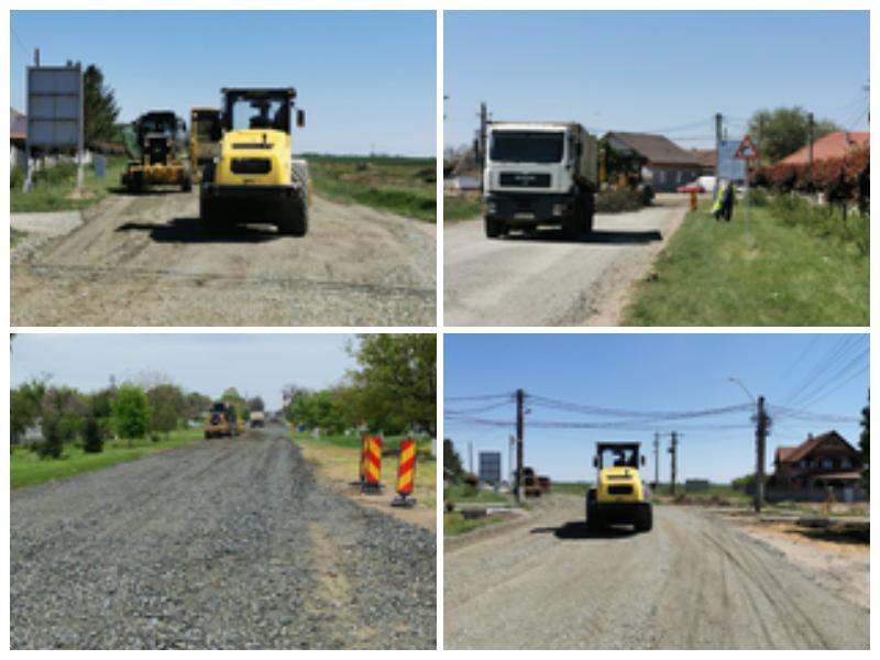 Începe asfaltarea drumului județean Curtici-Macea-Sânmartin