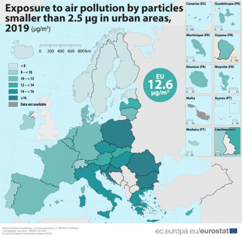 România se află pe locul 3 în topul statelor Uniunii Europene cu cele mai poluate orașe. Bulgaria și Polonia sunt pe primele două locuri