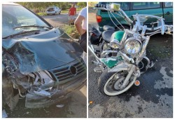 Un motociclist arădean a văzut moartea cu ochii după ce a fost izbit în plin de o mașină

