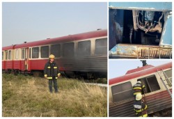 Trenul Brad- Arad a luat foc datorită frecării mecanice