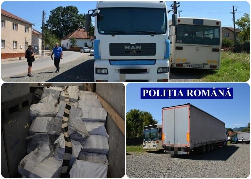 Cantitate impresionantă de țigări de contrabandă găsite într-un autocamion abandonat la Hălmagiu