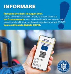 De vineri trecem frontiera cu certificatul digital COVID

