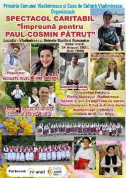 Spectacol caritabil la ”Cetatea” din Vladimirescu în sprijinul adolescentului Paul Cosmin Pătruț, care suferă de o boală cruntă

