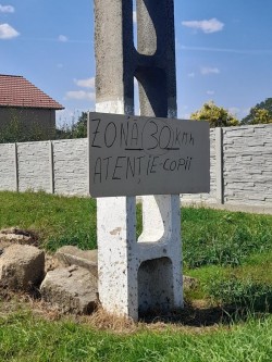 Disperați de vitezomanii care străbat străzile satului, locuitorii din Galşa și-au montat propriile indicatoare din carton de restricționare a vitezei
