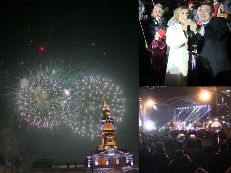 Temperaturile pozitive și lipsa restricțiilor de noapte, au adunat mii de arădeni la spectacolul de la Km 0 al orașului în noaptea de Revelion 
