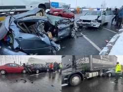 Carambol cu victime pe A1 în zona Nădlac, nu mai puțin de 10 autoturisme implicate