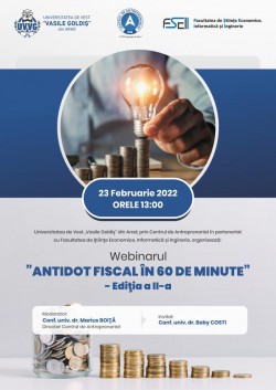 Universitatea de Vest „Vasile Goldiş” din Arad a organizat a doua ediţie a webinarului: „Antidot fiscal în 60 de minute”

