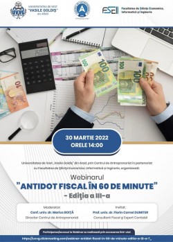 Universitatea de Vest ”Vasile Goldiș” a organizat a 3-a ediţie a webinarului: „Antidot fiscal în 60 de minute”