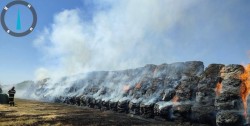 Incendiu baloți de paie, între localitățile Sintea Mare și Chereluș