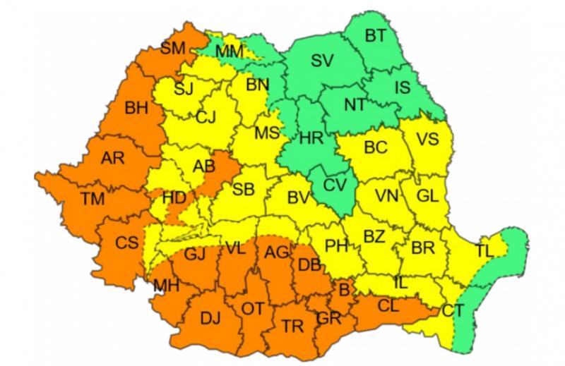 Codul portocaliu de caniculă a fost prelungit pentru Arad și alte 16 județe din țară. Se vor înregistra 37… 40 de grade Celsius