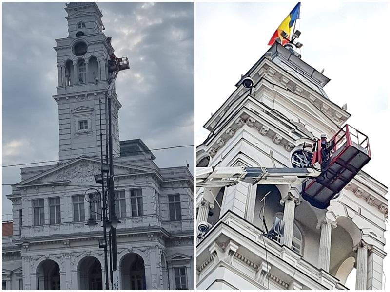 Ceasul recondiționat din turnul Primăriei își reia locul