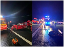 Accident mortal pe A1 marți seara, un bărbat a decedat încarcerat în mașina strivită pe autostradă